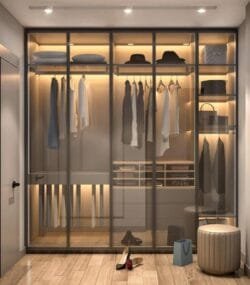 wardrobe interior design at glass print